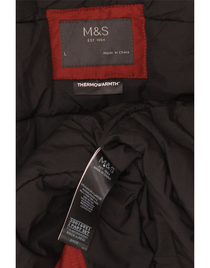 Marks & Spencer Chaqueta Parka Acolchada con Capucha para Hombre UK 40 Large Borgoña Invierno