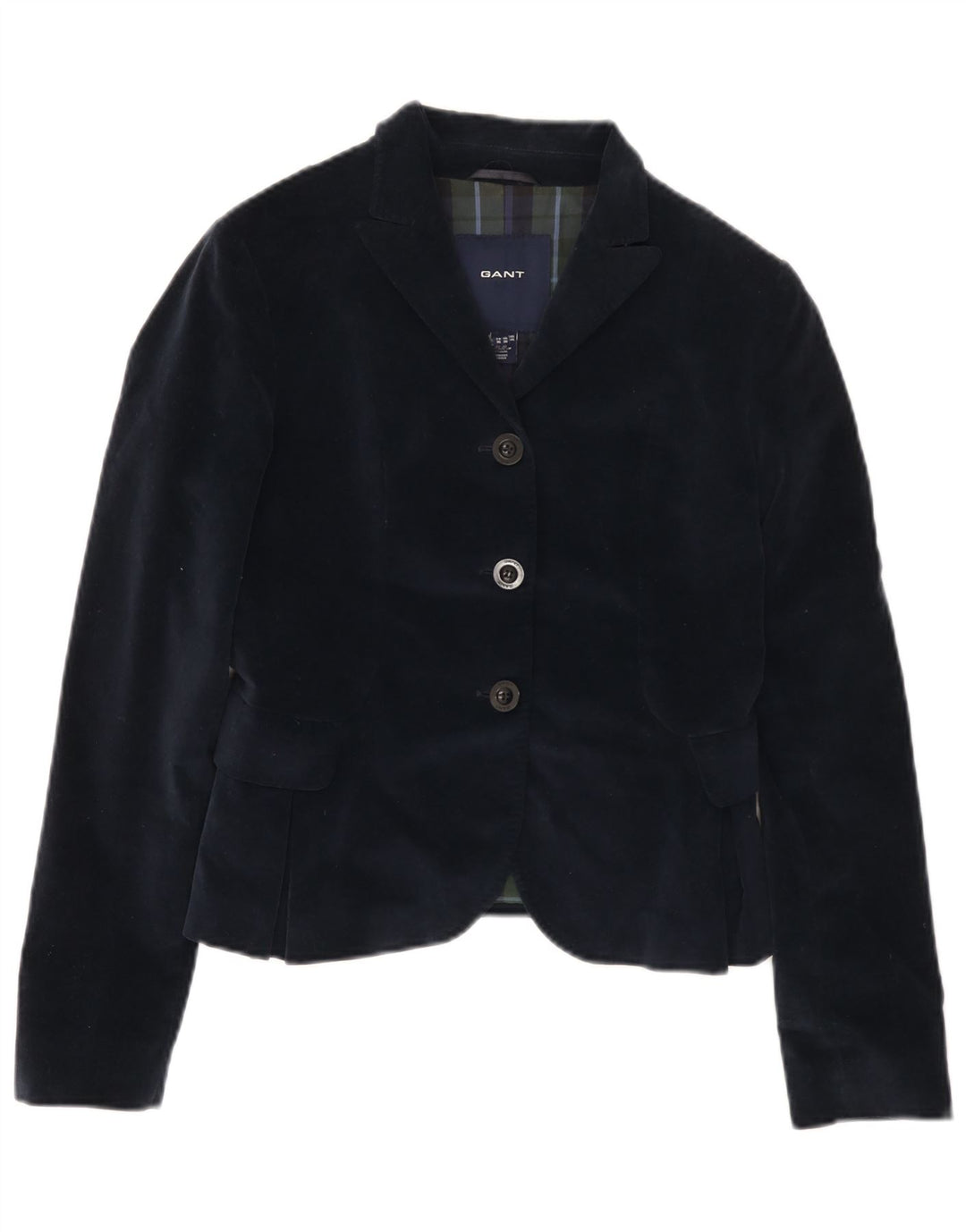 Gant Chaqueta Blazer de Terciopelo con 3 Botones para Mujer UK 10 Small Azul Marino Algodón