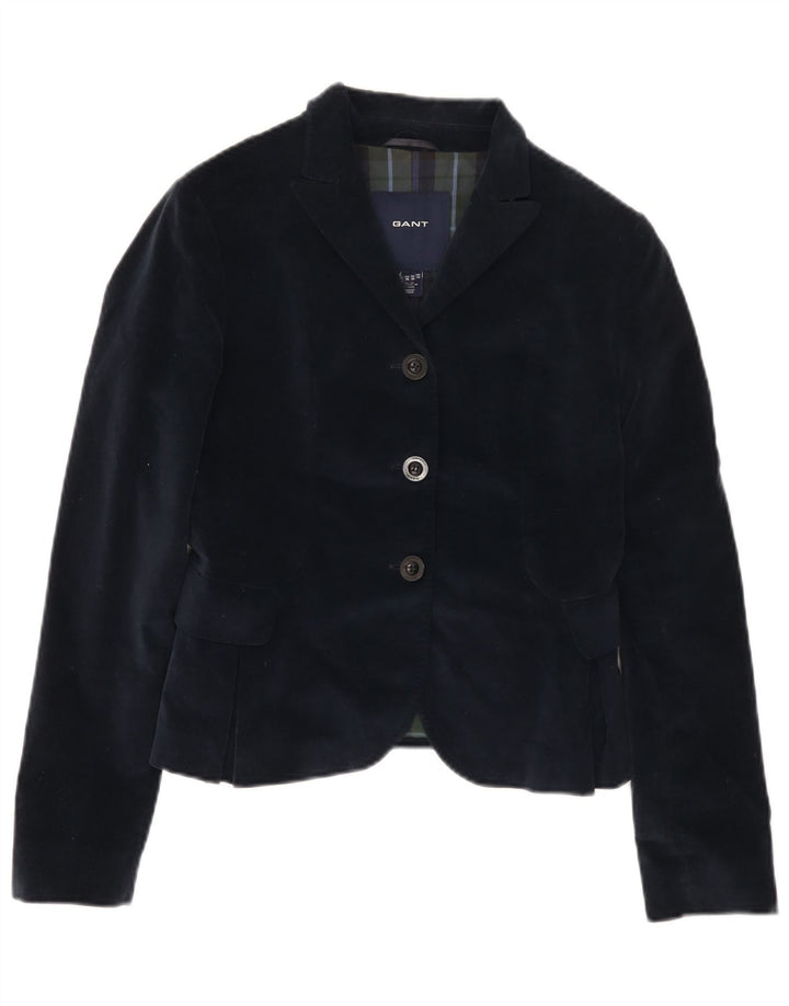 Gant Chaqueta Blazer de Terciopelo con 3 Botones para Mujer UK 10 Small Azul Marino Algodón