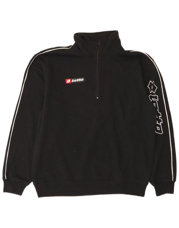Lotto Mens Graphic Zip Neck Sudadera Jumper Large Poliéster Negro