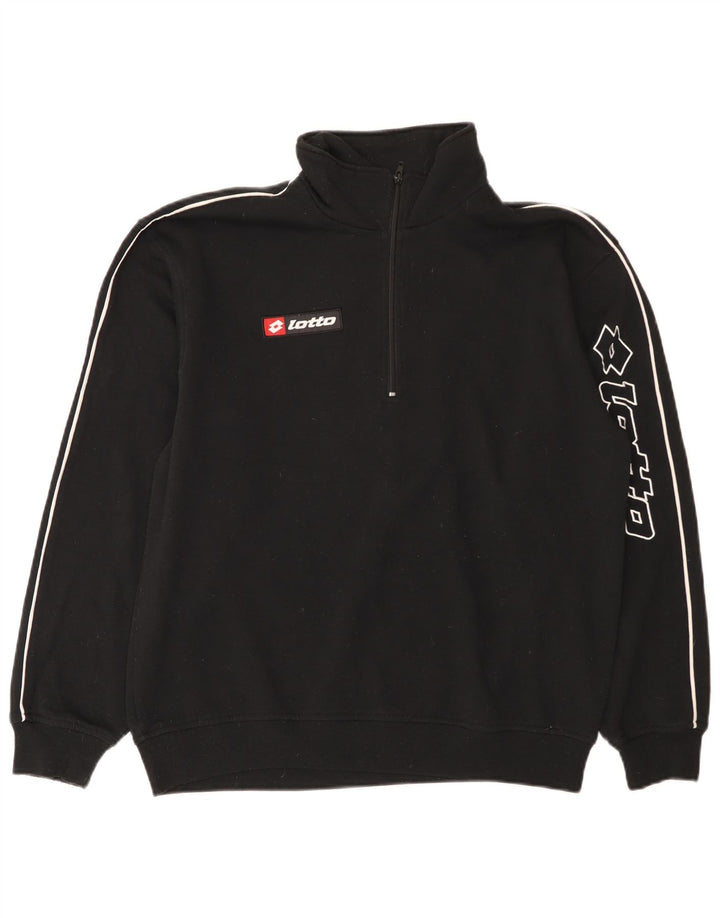 Lotto Mens Graphic Zip Neck Sudadera Jumper Large Poliéster Negro