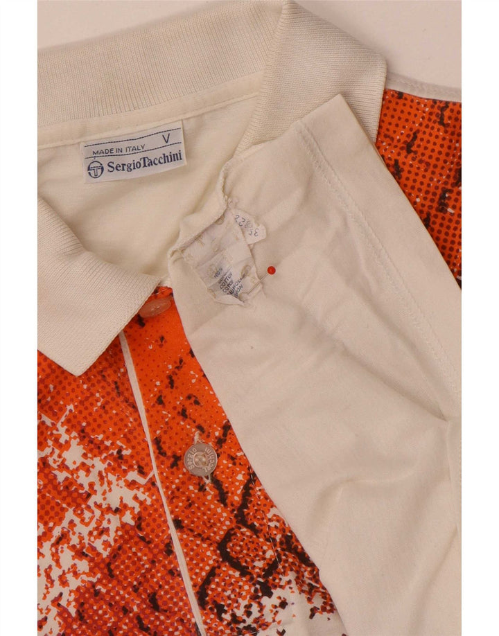 Sergio Tacchini Polo con estampado abstracto de hombre de algodón blanco mediano