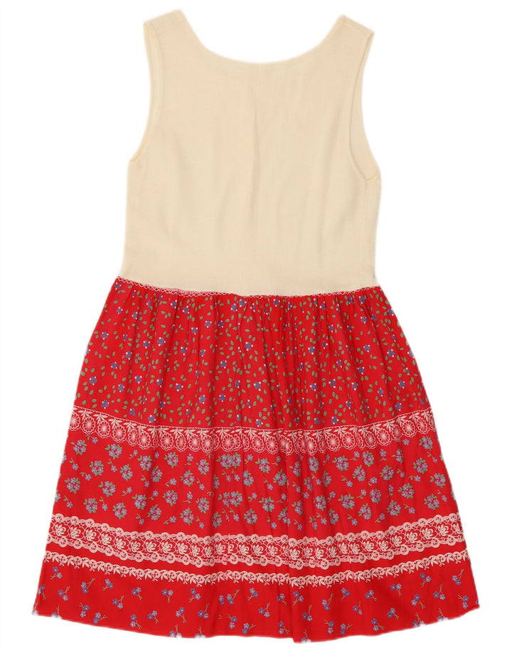 Vintage mujer sin mangas vestido básico Reino Unido 8 pequeño bloque de color rojo