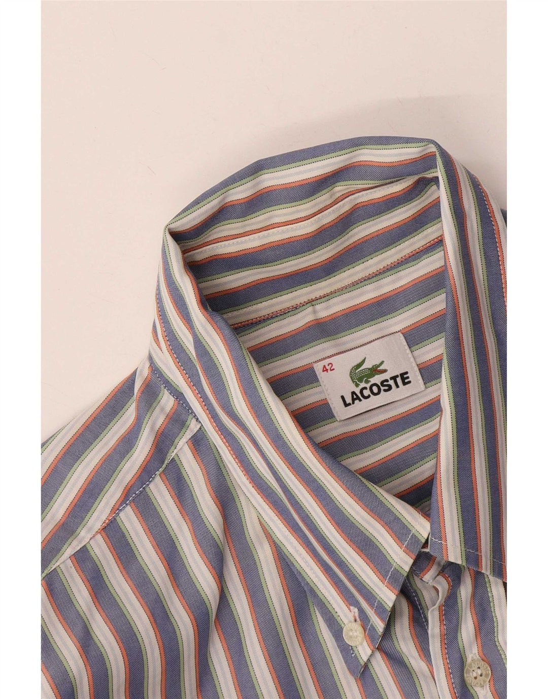Camisa Lacoste Hombre Talla 42 Grande Gris Rayas
