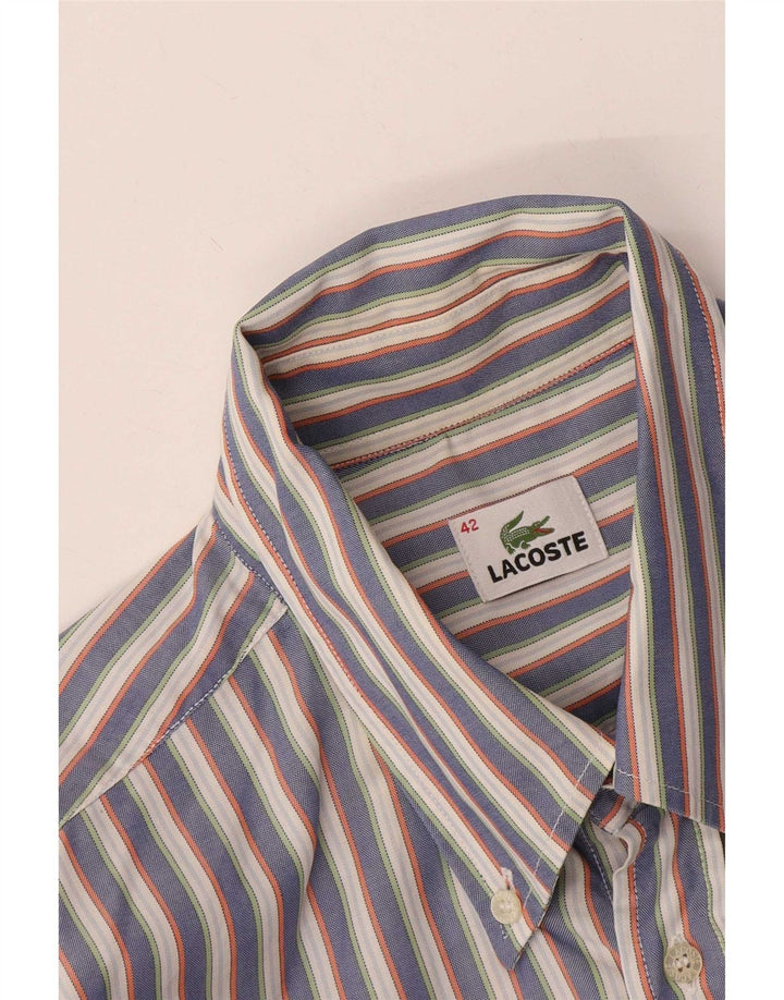 Camisa Lacoste Hombre Talla 42 Grande Gris Rayas