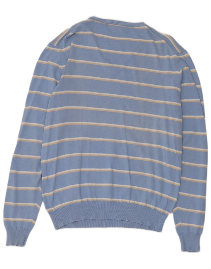 Kappa Hombre Jersey Con Cuello En V De Algodón A Rayas Azul Medio