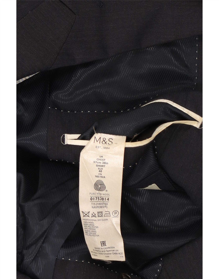 Marks & Spencer Chaqueta tipo blazer de 2 botones para hombre UK 38 Mediana lana azul marino