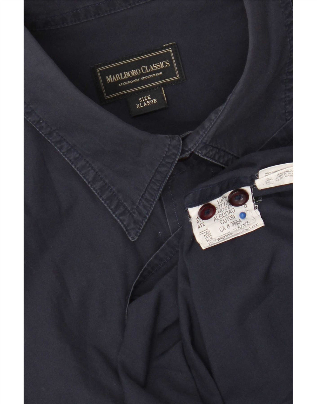Marlboro Classics Camisa Militar Hombre XL Azul Marino Algodón
