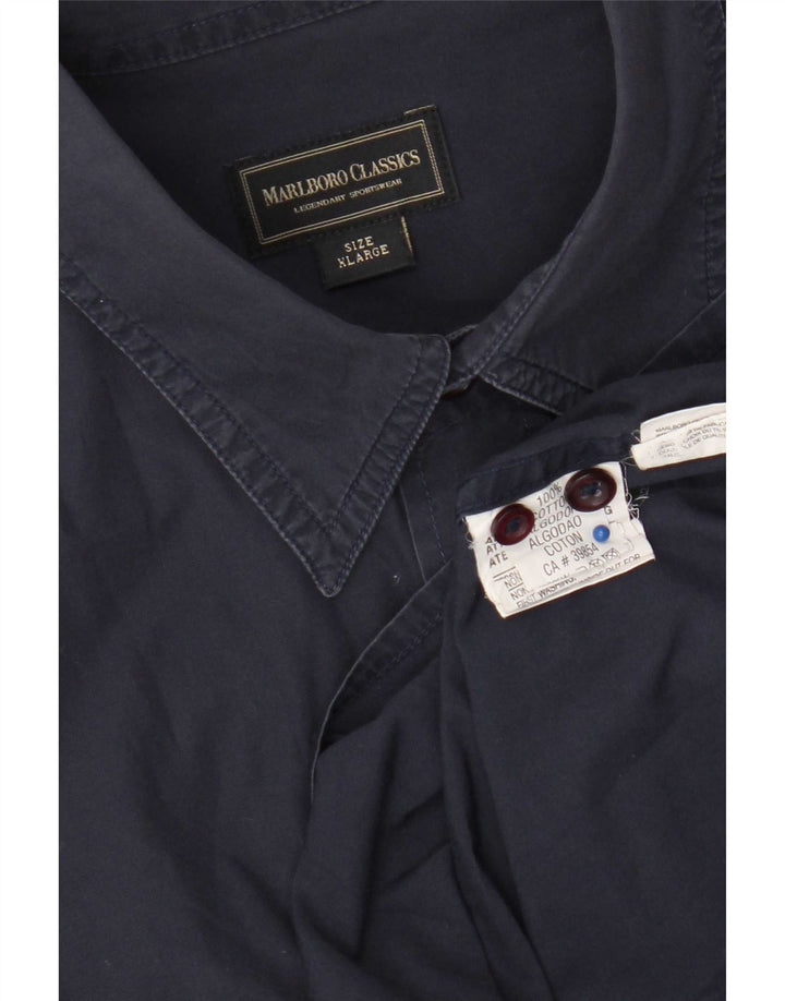 Marlboro Classics Camisa Militar Hombre XL Azul Marino Algodón