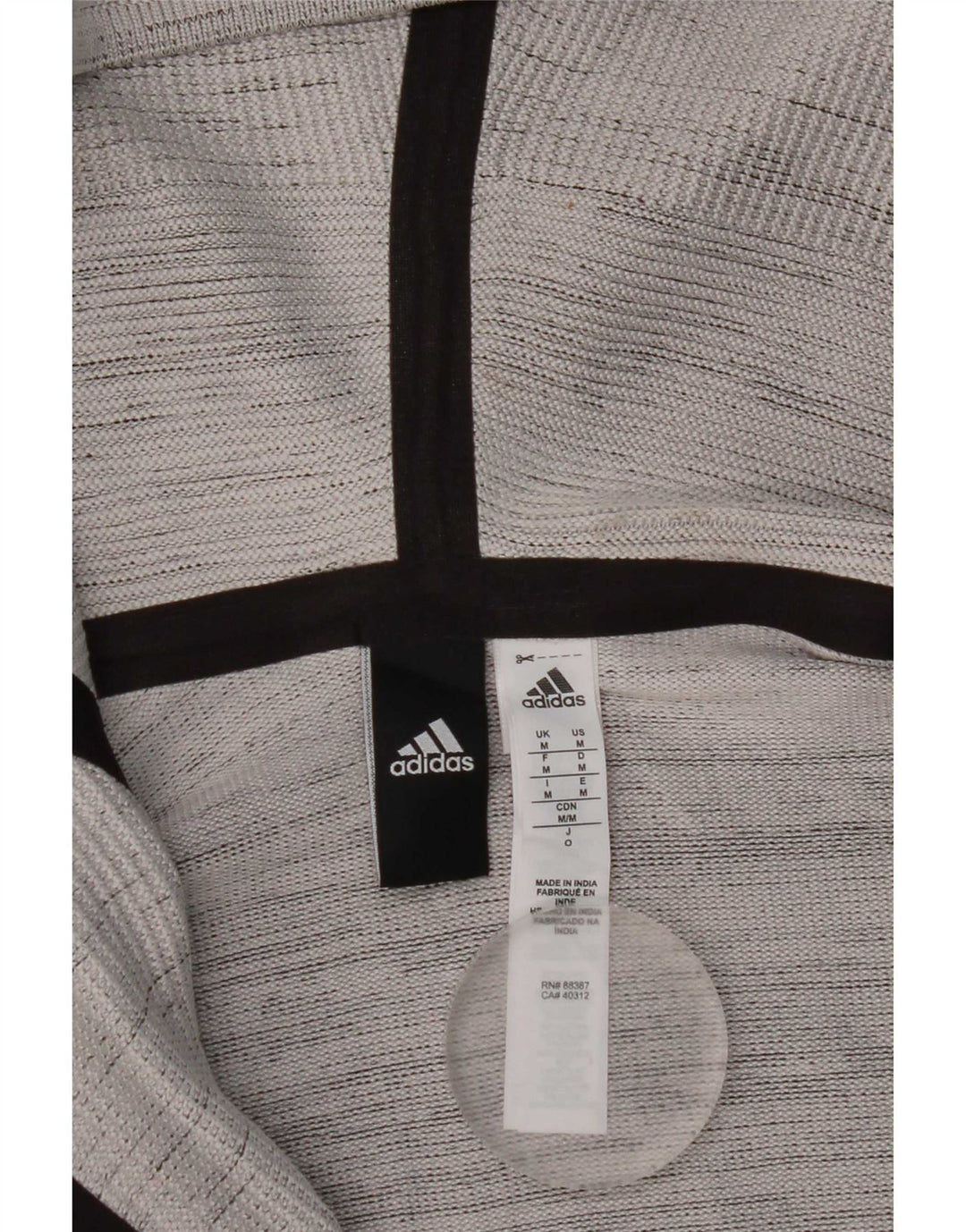 Adidas Sudadera con capucha y cremallera para hombre Poliéster a rayas gris medio