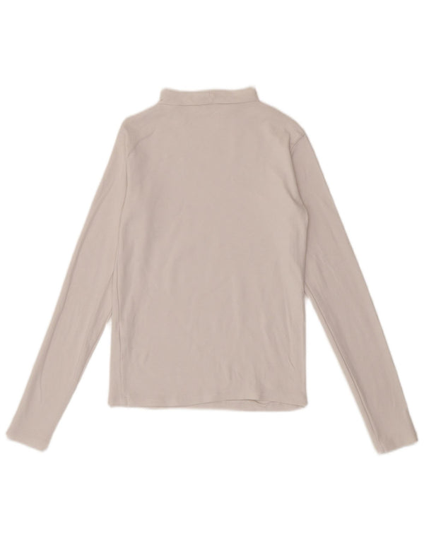 Zara Mujer Top Manga Larga UK 42 Medio Algodón Blanco
