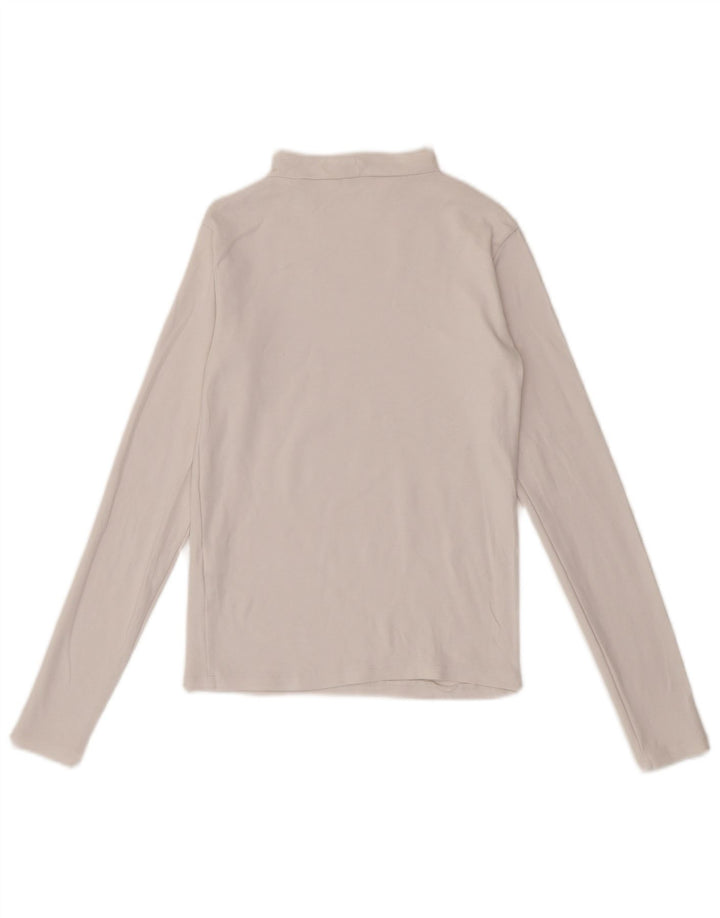 Zara Mujer Top Manga Larga UK 42 Medio Algodón Blanco
