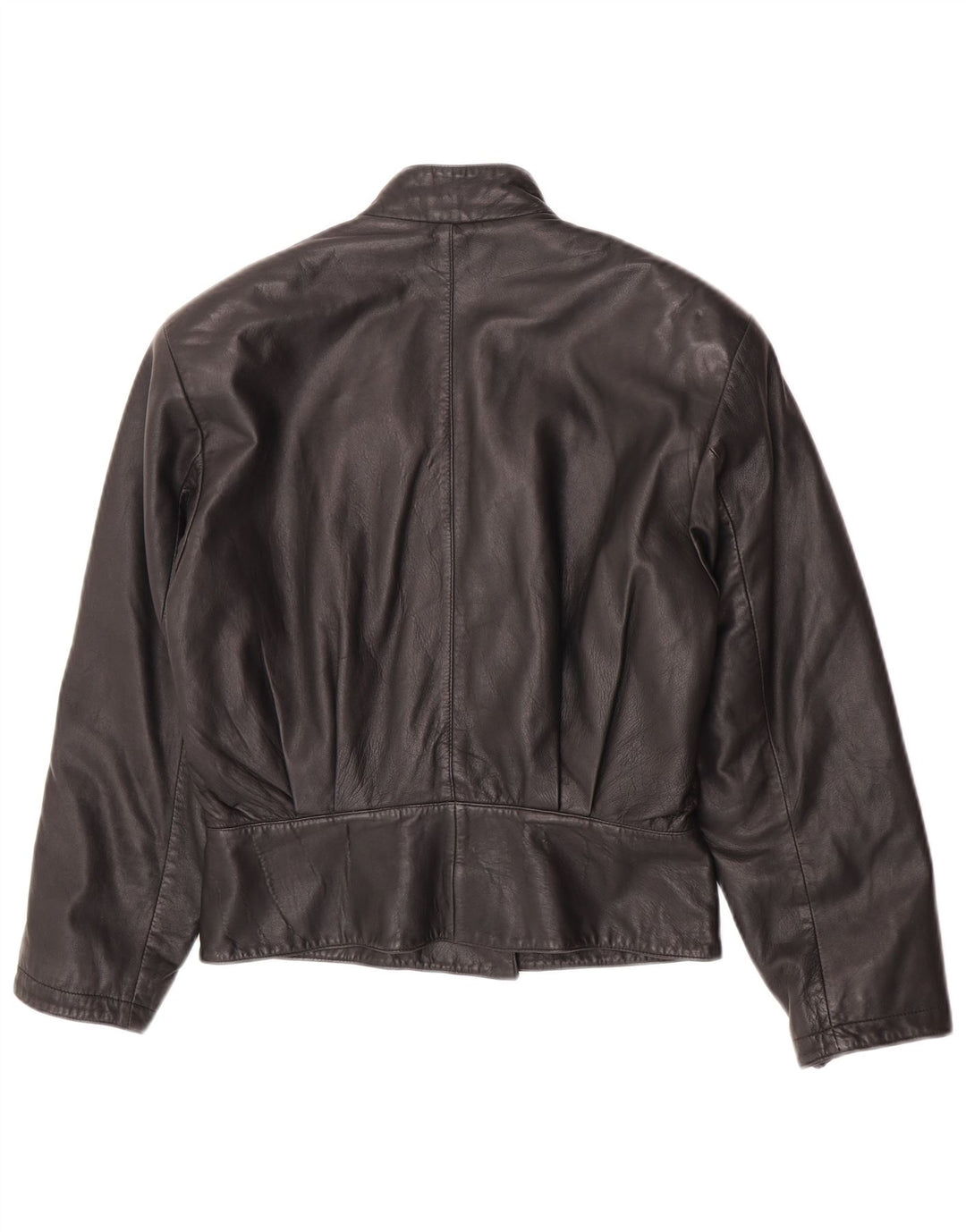 Vintage mujer chaqueta de cuero Reino Unido 14 cuero negro medio