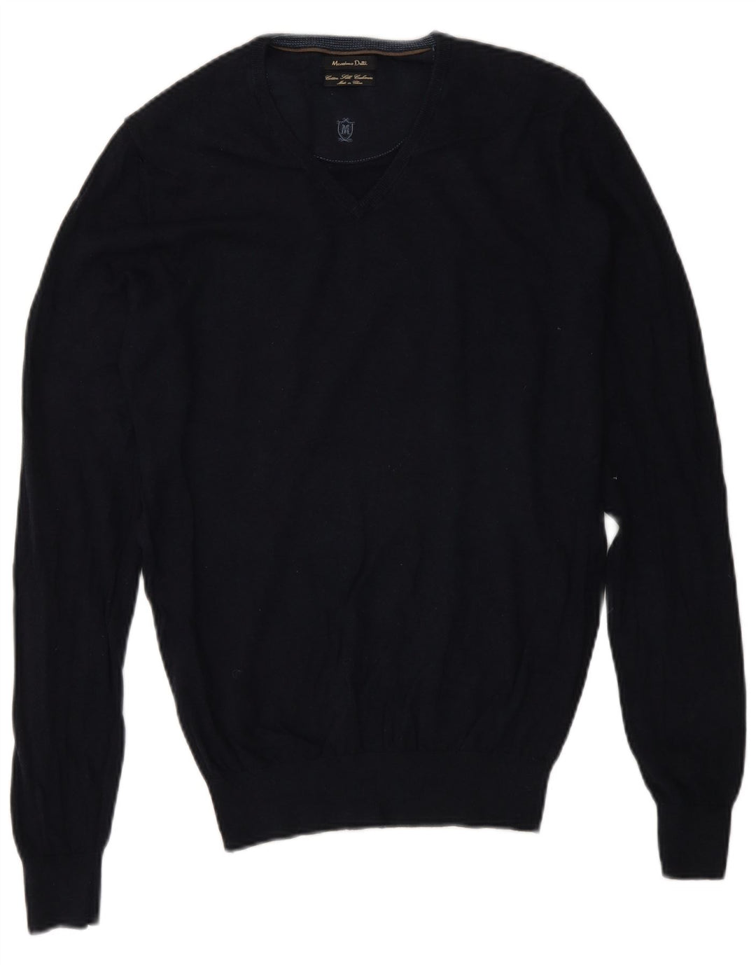 Massimo Dutti Jersey Cuello Pico Hombre Small Azul Marino Algodón