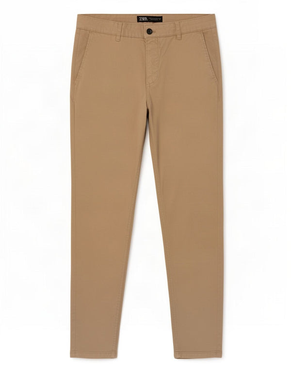 Zara Mens Skinny Chino Pantalones EU 42 Large W32 L29 Algodón Beige