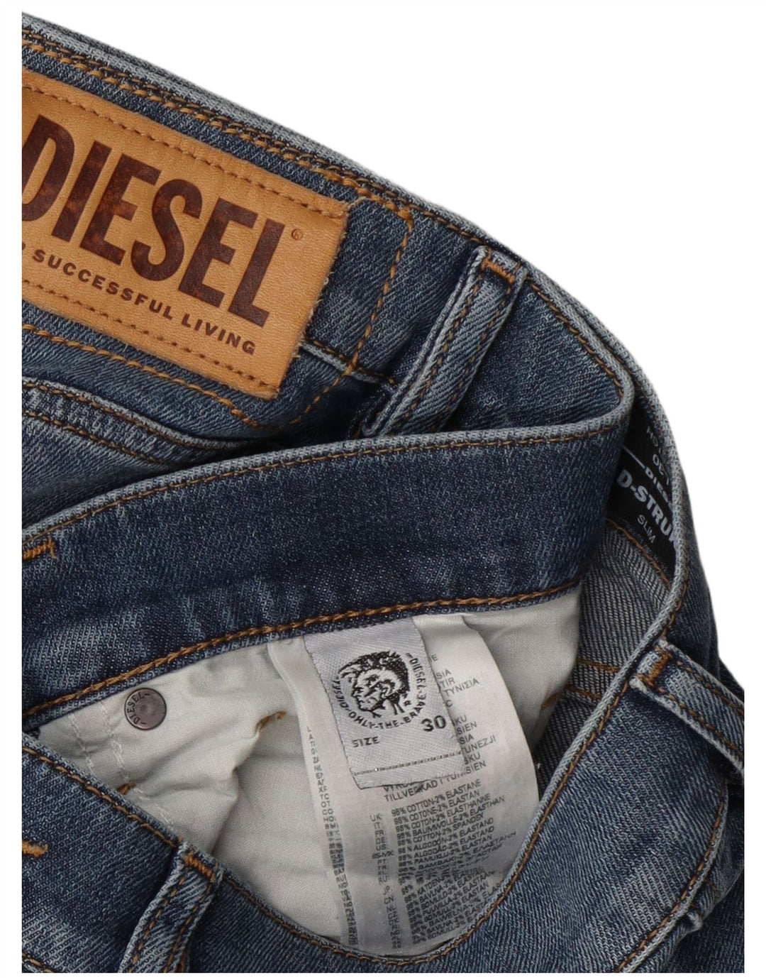 Diesel Vaqueros Slim Elásticos Para Hombre W30 L30 Algodón Azul