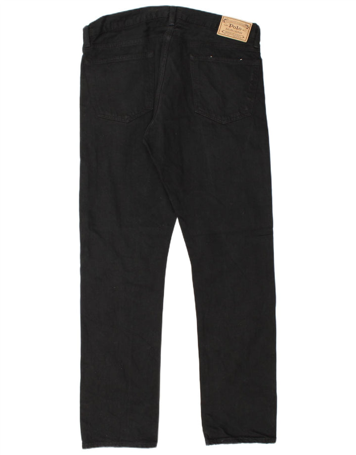 POLO RALPH LAUREN Pantalones casuales rectos para hombre W34 L32 Algodón negro