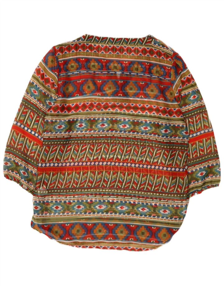 Vintage mujer blusa top EU 38/40 medio multicolor geométrico
