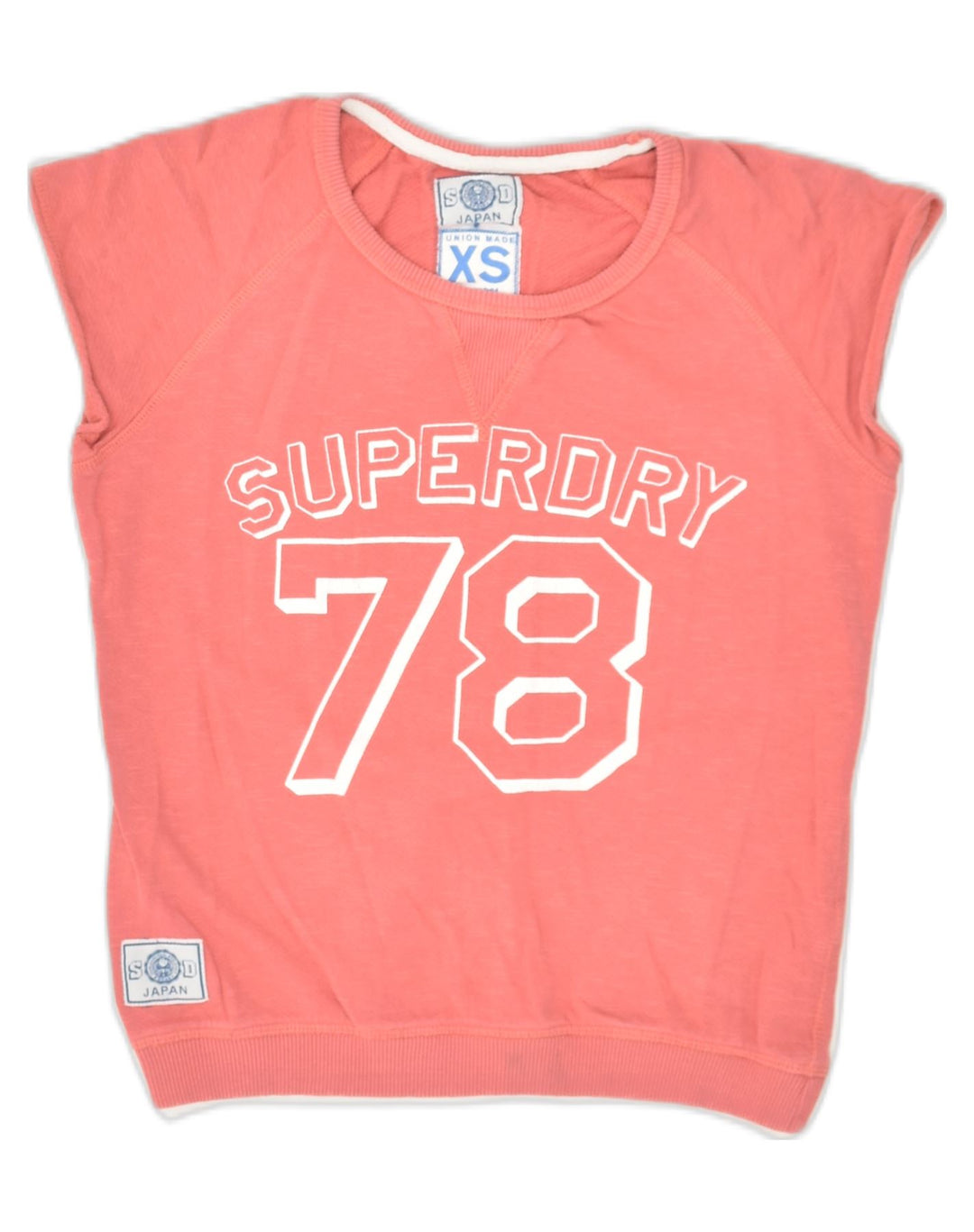 SUPERDRY Womens Graphic Sleeveless Sweatshirt Jumper UK 4 XS Pink Cotton | Vintage Superdry | Thrift | Second-Hand Superdry | Used Clothing | Messina Hembry 