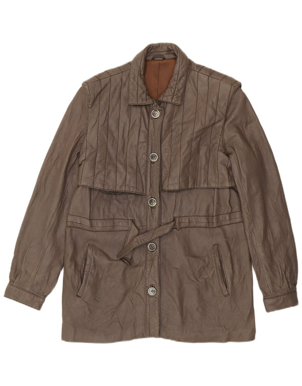 Chaqueta de cuero vintage para mujer IT 48 XL Marrón
