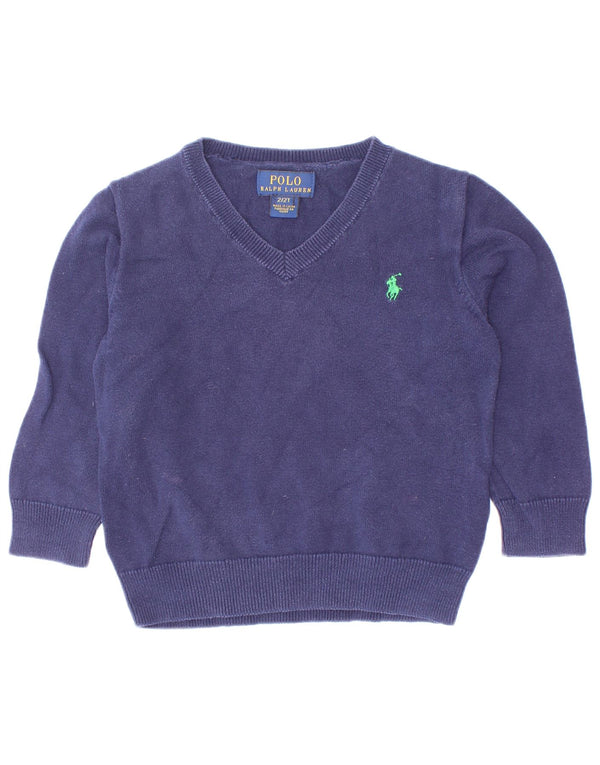 Polo Ralph Lauren Suéter con Cuello en V para Bebés 18-24 Meses Azul Marino