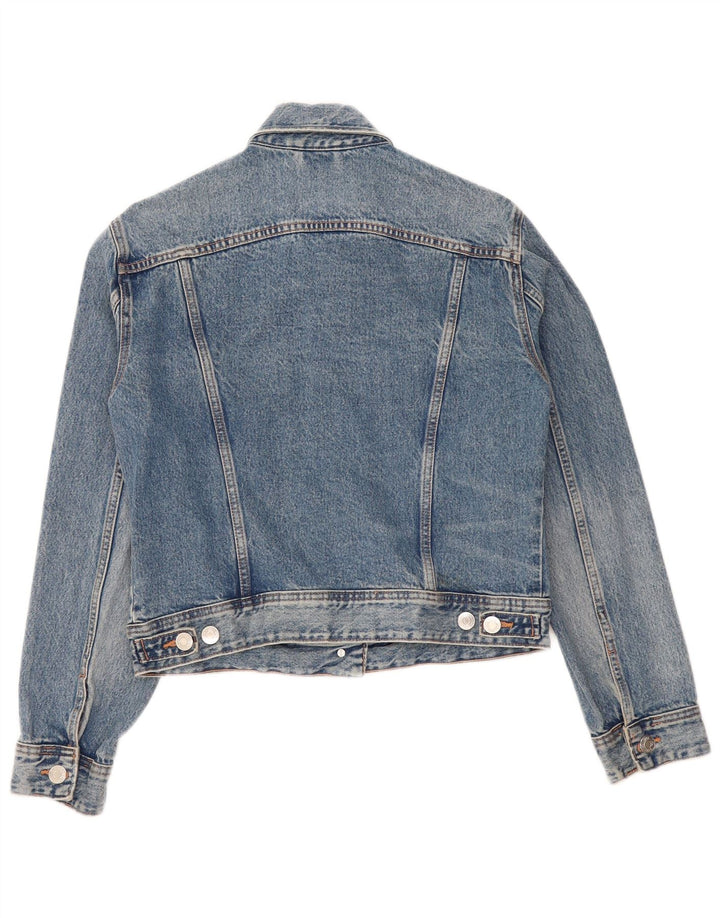 Zara Mujer Chaqueta Vaquera Extragrande UK 10 Small Azul Algodón