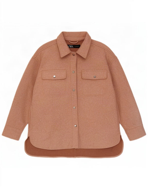 Zara Mujer Shacket Chaqueta Extragrande UK 44 Poliéster Rosa Medio