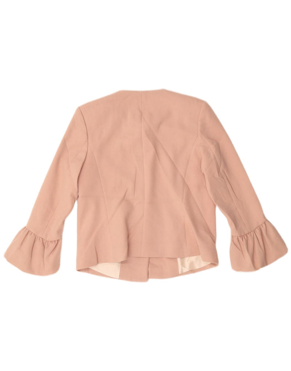 Zara Mujer Crop 2 Botones Blazer Chaqueta UK 10 Small Rosa Poliéster