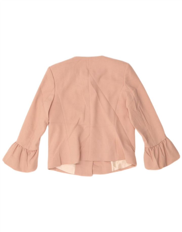 Zara Mujer Crop 2 Botones Blazer Chaqueta UK 10 Small Rosa Poliéster