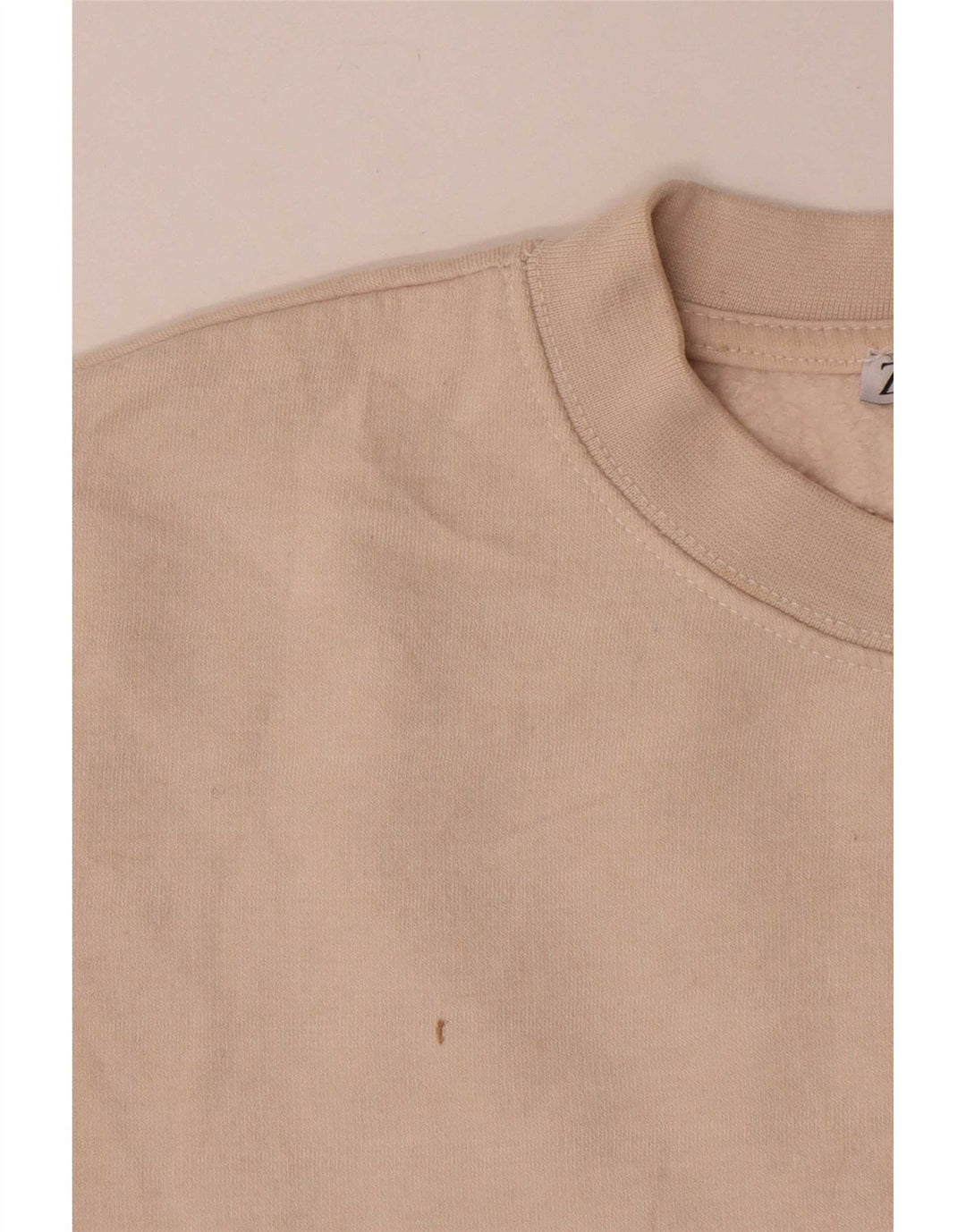Zara Mujer Crop Sudadera Jumper UK 14 Medium Off White Algodón