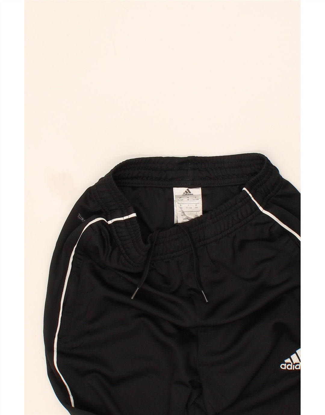 ADIDAS Boys Climalite Tracksuit Trousers 11-12 Years Black Polyester Vintage Adidas and Second-Hand Adidas from Messina Hembry 