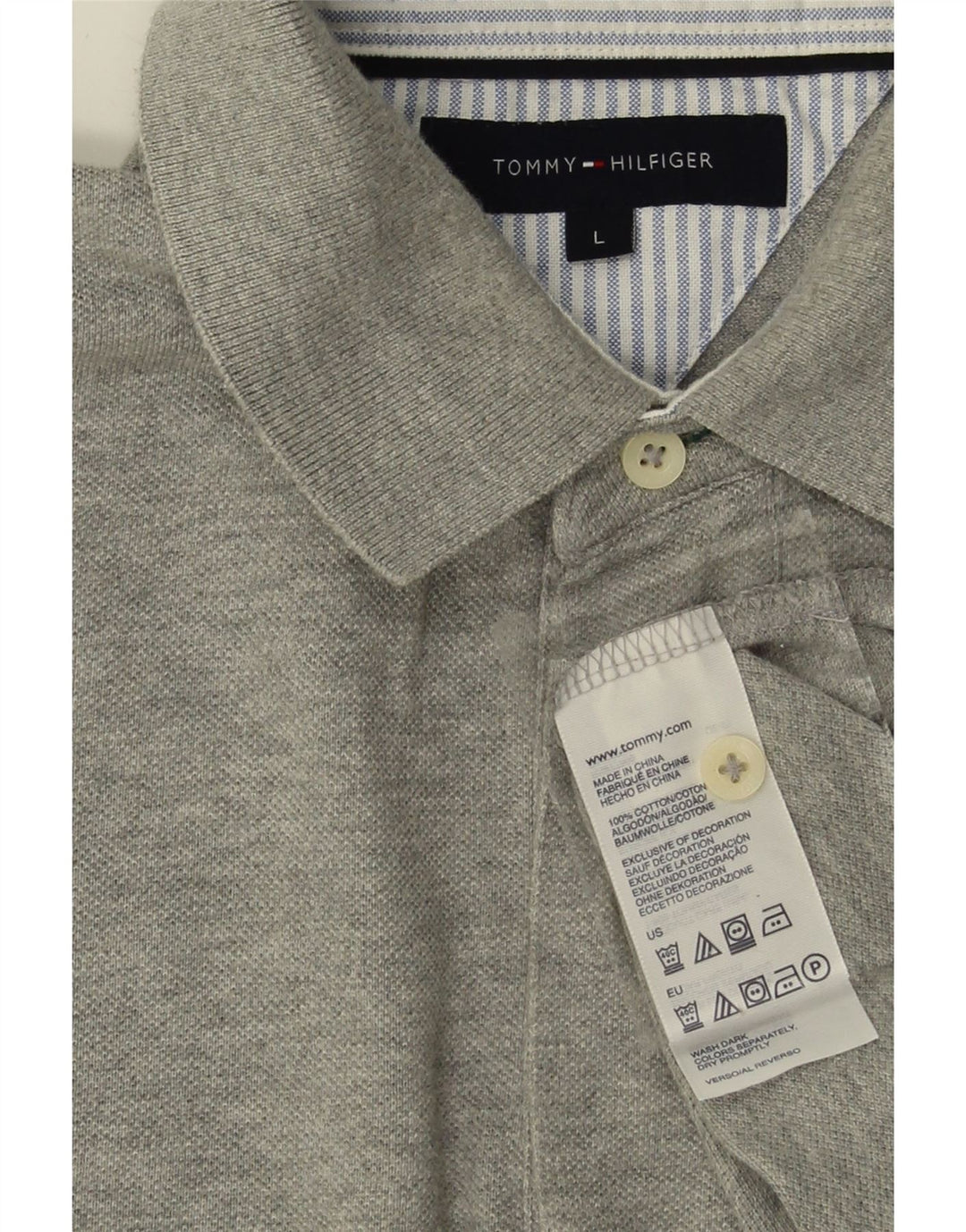 TOMMY HILFIGER Mens Polo Shirt Large Grey Cotton Vintage Tommy Hilfiger and Second-Hand Tommy Hilfiger from Messina Hembry 