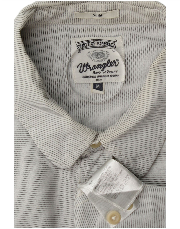 Wrangler Camisa ajustada de algodón con rayas diplomáticas en gris medio para hombre