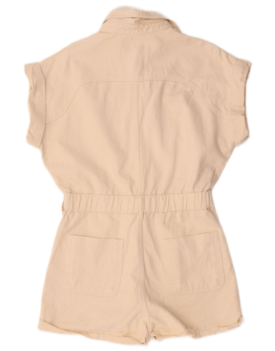Zara Mujer Mono Corto De Mezclilla UK 44 Algodón Beige Medio