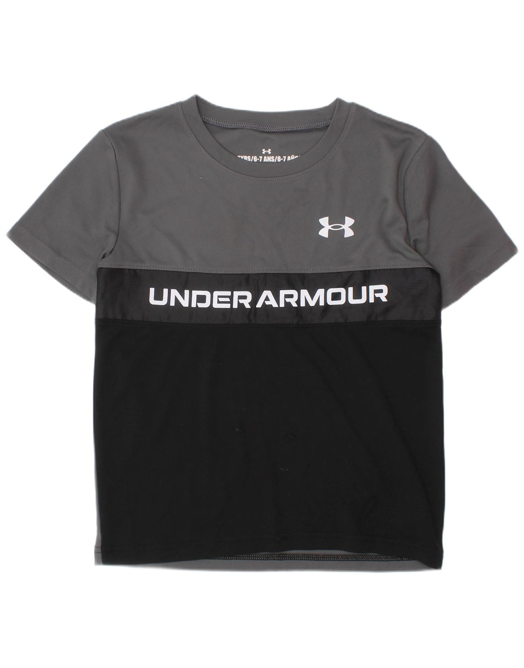 UNDER ARMOUR Camiseta gráfica para niño 6-7 años Gris Poliéster color block
