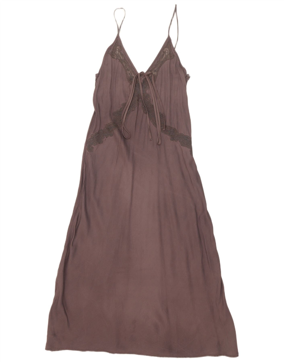 Zara Vestido largo lencero para mujer UK 42 Viscosa gris medio