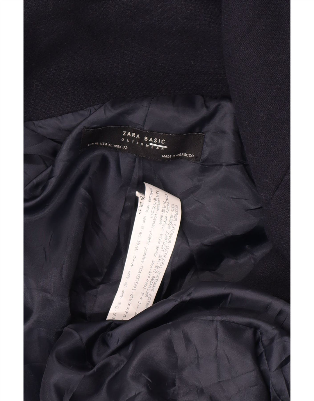 Zara Mujer Abrigo UK 40 XL Acrílico Azul Marino