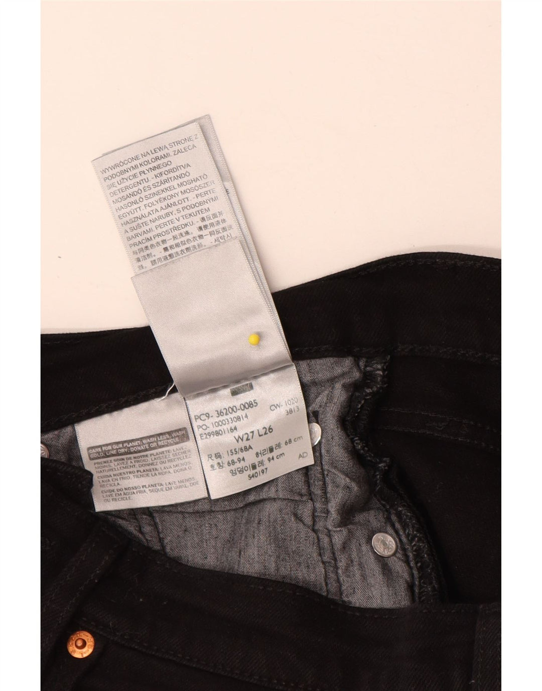 Levi's Vaqueros Rectos 501 Para Mujer W27 L26 Algodón Negro