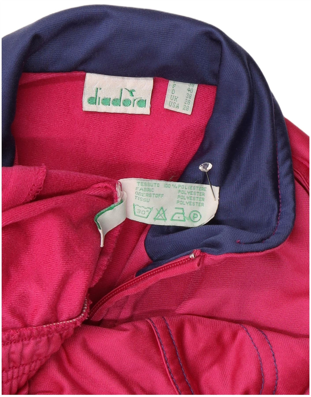 Diadora Chaqueta de chándal para mujer ES 38 Small Rosa Colorblock Poliéster