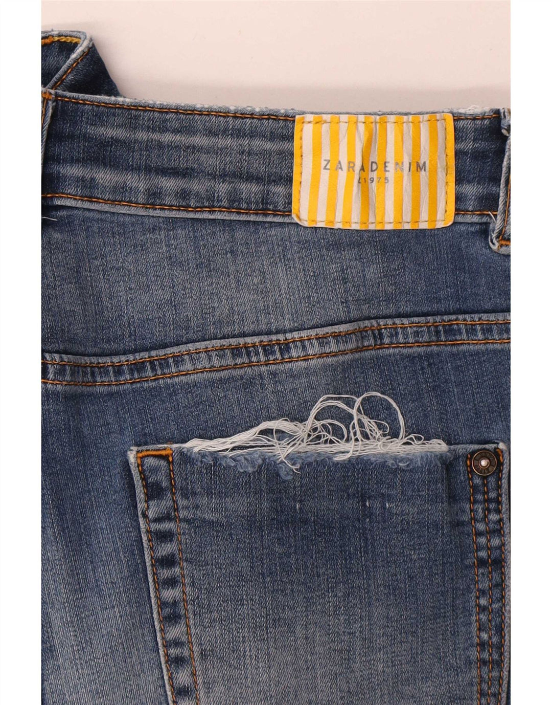 Zara Vaqueros Pitillo Desgastados W28 L27 Azul