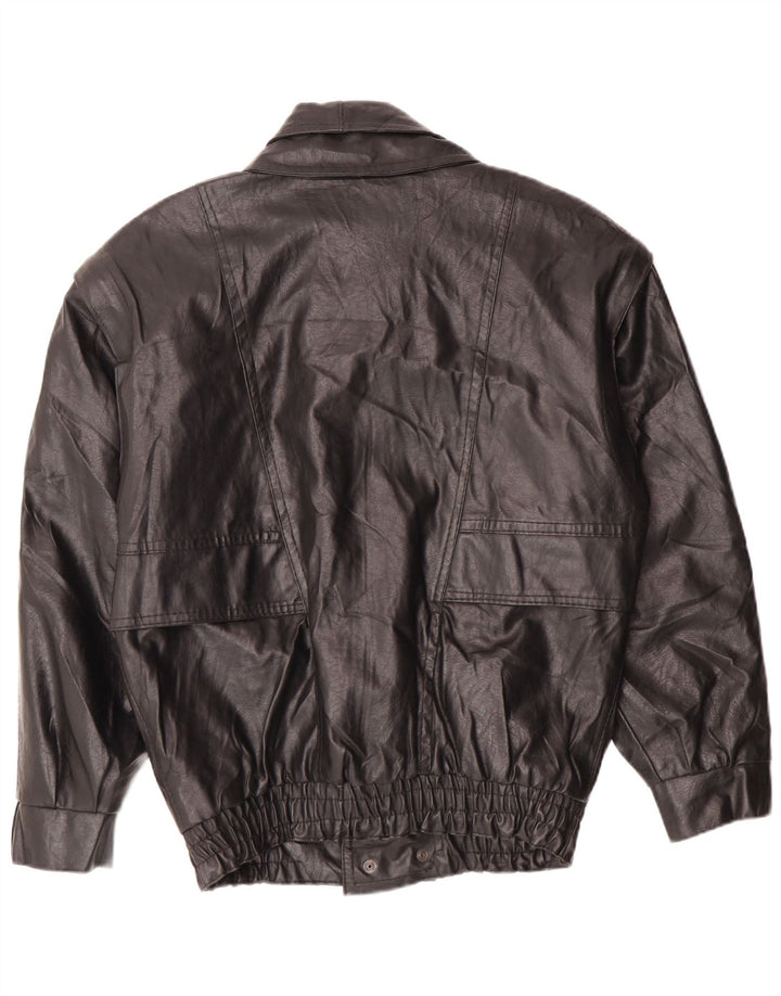 VINTAGE Chaqueta de cuero para hombre Reino Unido 36 Pequeño Negro