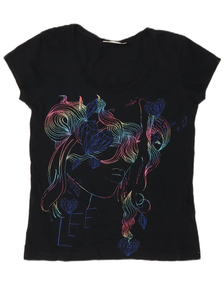 Lee Camiseta gráfica para mujer Top UK 40 Medium Azul marino Algodón