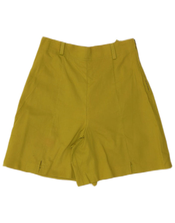 Vintage mujer cintura alta pantalones cortos casuales IT 42 Medio W26 Algodón Amarillo