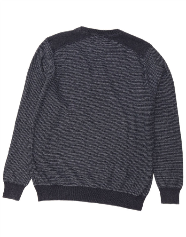 Marks & Spencer - Jersey de cuello redondo para hombre, color azul marino a rayas