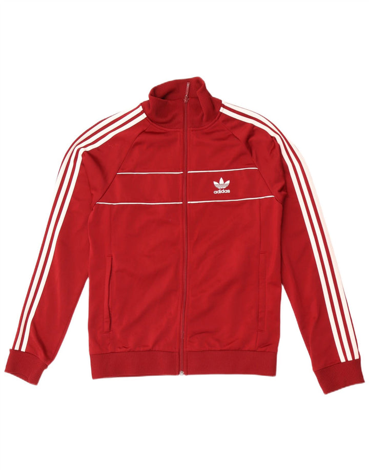 Adidas Hombre Chándal Top Chaqueta Pequeña Borgoña Poliéster
