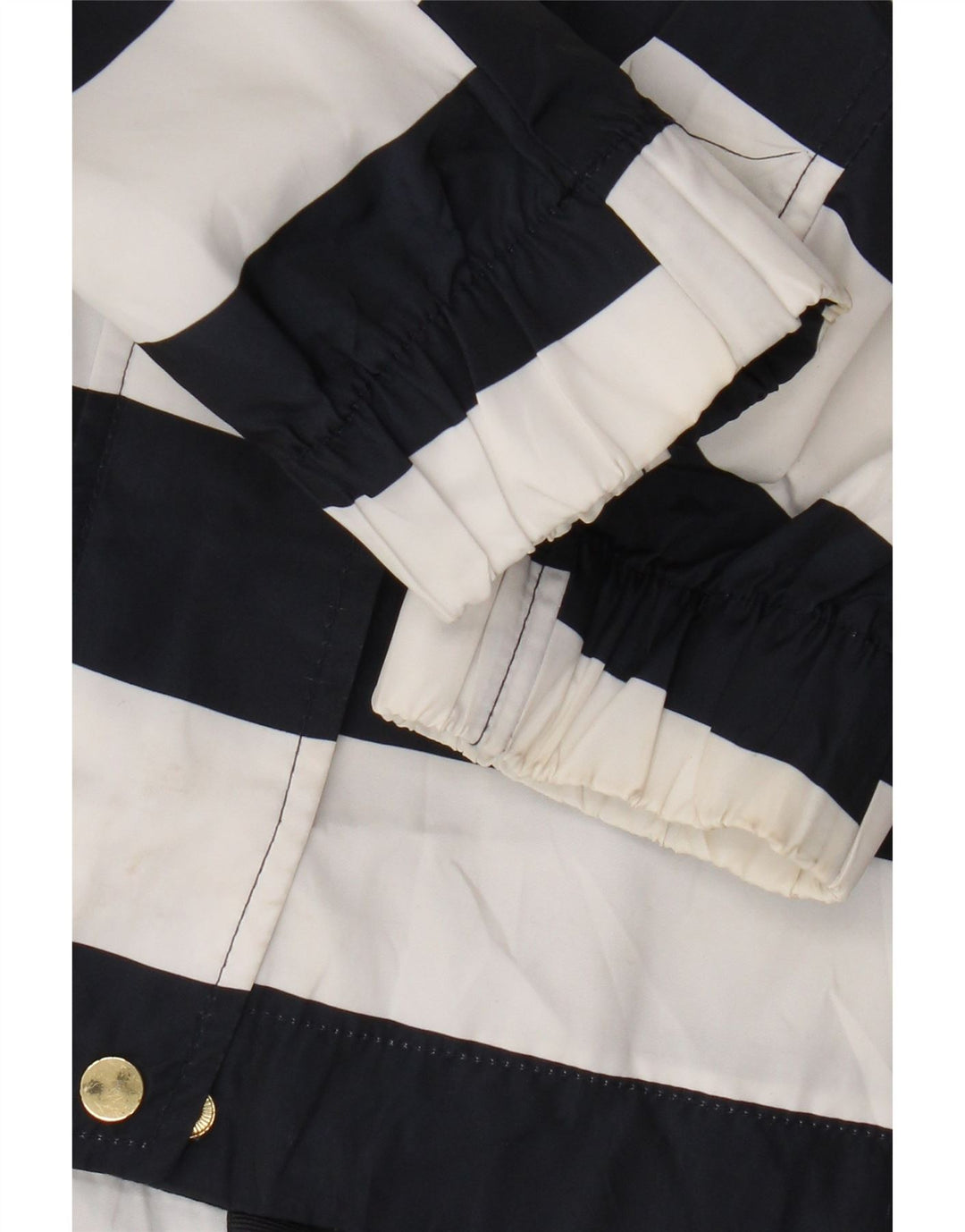 Zara Chaqueta impermeable con capucha para mujer UK 44 Mediana Poliéster a rayas azul marino