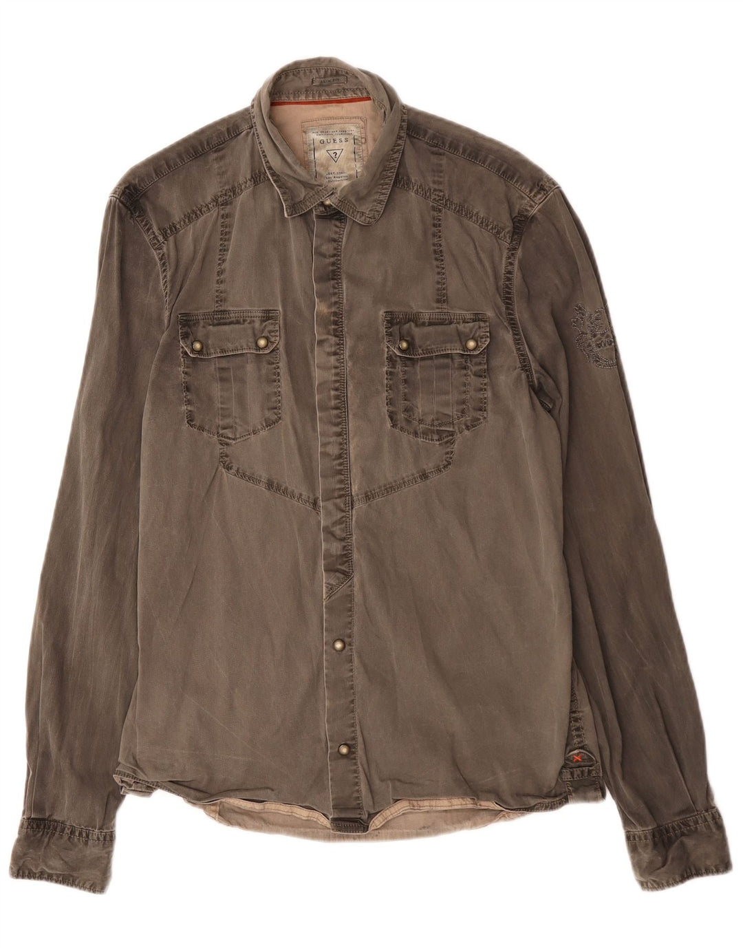 Guess Camisa Vaquera Slim Fit De Algodón Caqui Medio