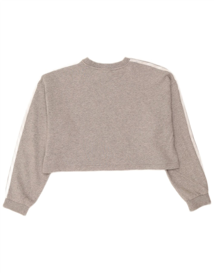 Adidas Mujer Crop Oversize Sudadera Jumper UK 8 Pequeño Gris Algodón