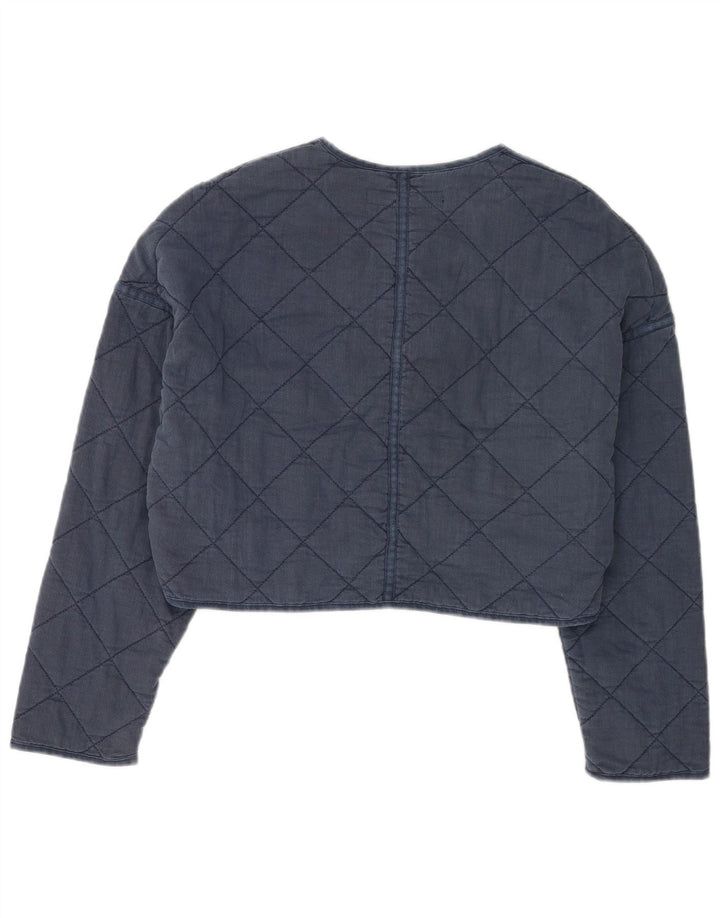 Zara Mujer Crop Chaqueta Acolchada Extragrande Reino Unido 44 Medio Azul Marino Poliéster