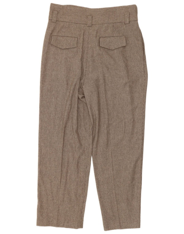 Massimo Dutti Womens High Waist Casual Trousers EU 40 Medium W30 L26 Brown